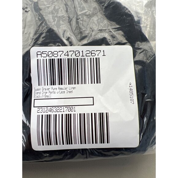 Susan Graver Pure Regular Linen Blend Crop Pants w/Lace Inset Women XS Black NEW - Picture 3 of 7